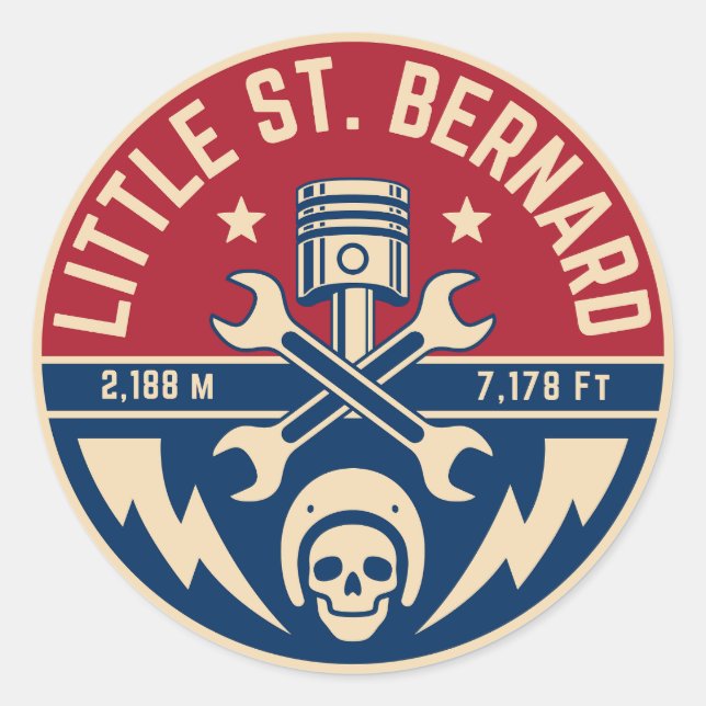 Pegatina Redonda Little St Bernard Pass french italy Alpine motobik (Anverso)