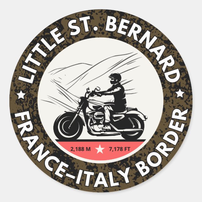 Pegatina Redonda Little St Bernard Pass french italy Alpine motobik (Anverso)