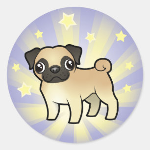 Pegatina Redonda Little Star Pug