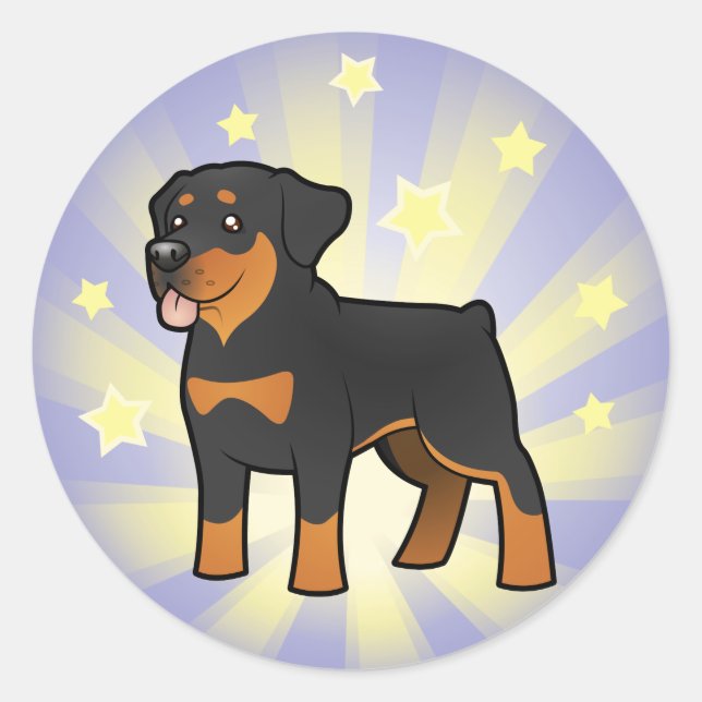 Pegatina Redonda Little Star Rottweiler (Anverso)