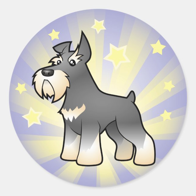 Pegatina Redonda Little Star Schnauzer (Anverso)