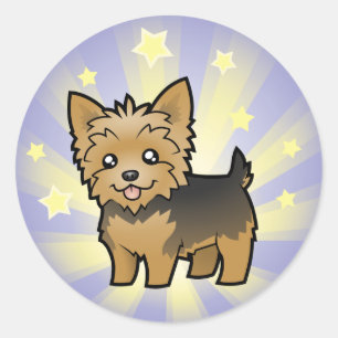 Pegatina Redonda Little Star Yorkshire Terrier (pelo corto sin arco