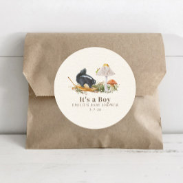 Pegatina Redonda Little Stinker Woodland Skunk Boy Baby Shower