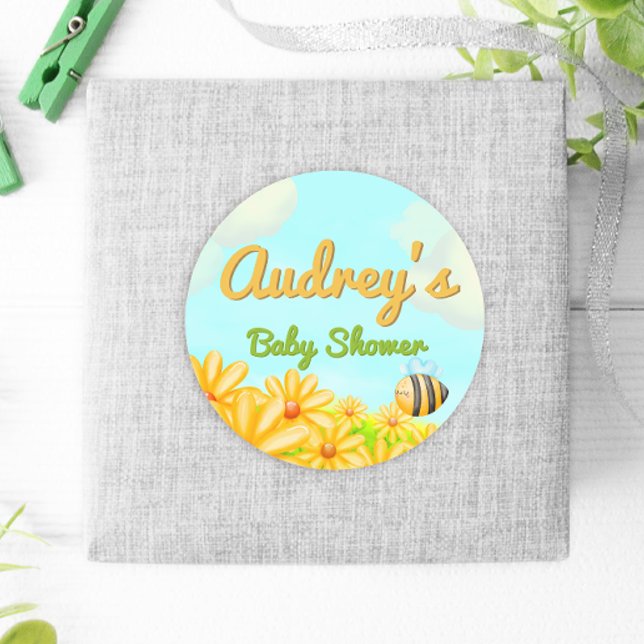 Pegatina Redonda Little Sunshine - Baby Shower de primavera (Subido por el creador)