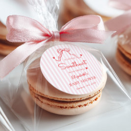 Pegatina Redonda Little Sweetheart Bow Valentine's Baby Shower