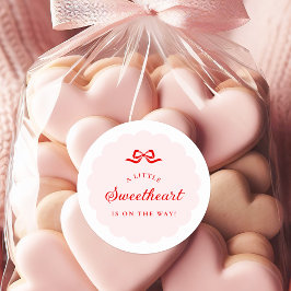 Pegatina Redonda Little Sweetheart Pink Baby Shower Stickers