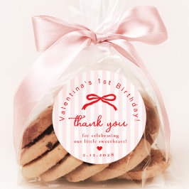 Pegatina Redonda Little Sweetheart Pink Red Valentines birthday 