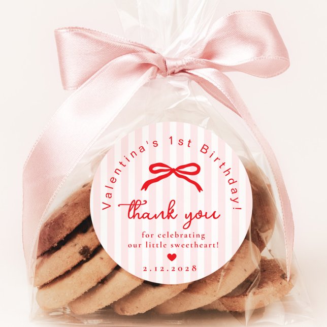 Pegatina Redonda Little Sweetheart Pink Red Valentines birthday  (Subido por el creador)