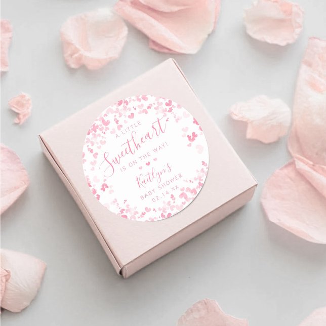 Pegatina Redonda Little Sweetheart Valentine's Day Baby Shower (Subido por el creador)