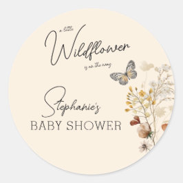 Pegatina Redonda Little Wildflower Baby Shower