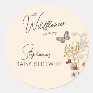 Pegatina Redonda Little Wildflower Baby Shower