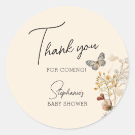 Pegatina Redonda Little Wildflower Baby Shower Gracias