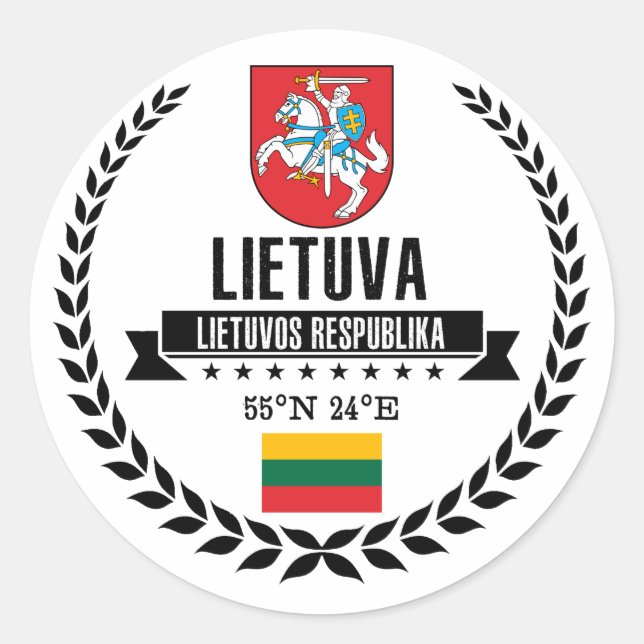 Pegatina Redonda Lituania (Anverso)