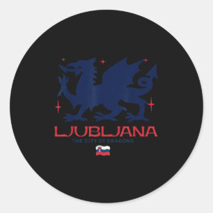 Pegatina Redonda Liubliana Eslovenia Ciudad De Dragones Patriótico