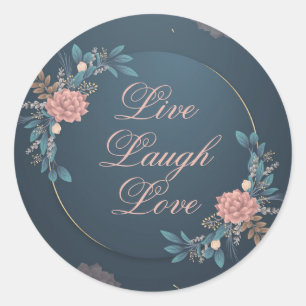 Pegatina Redonda Live Laugh Love