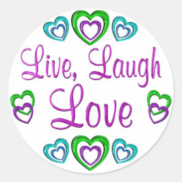 Pegatina Redonda Live Laugh Love