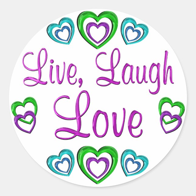 Pegatina Redonda Live Laugh Love (Anverso)