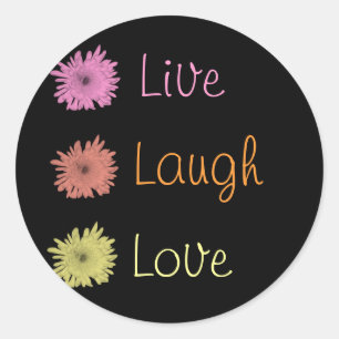 Pegatina Redonda Live Laugh Love