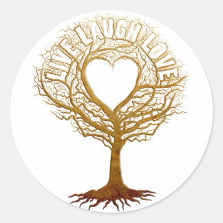 Pegatina Redonda Live Laugh Love - Árbol de la vida