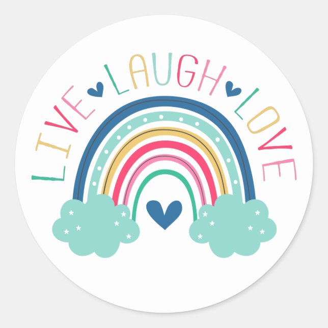 Pegatina Redonda LIVE LAUGH LOVE Rainbow (Anverso)
