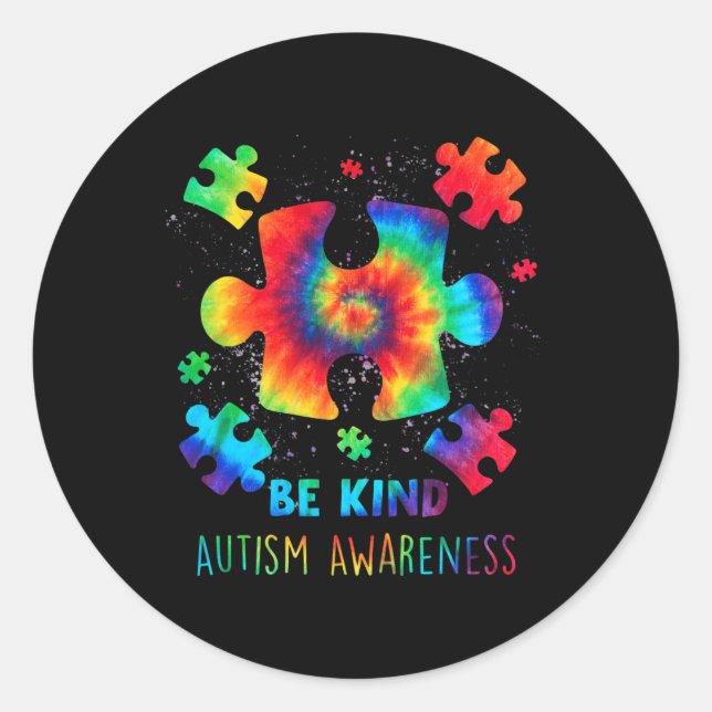 Pegatina Redonda Live Love Accept Autism Awareness Support Aceptabl (Anverso)