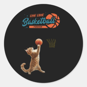 Pegatina Redonda Live Love Basketball for ever