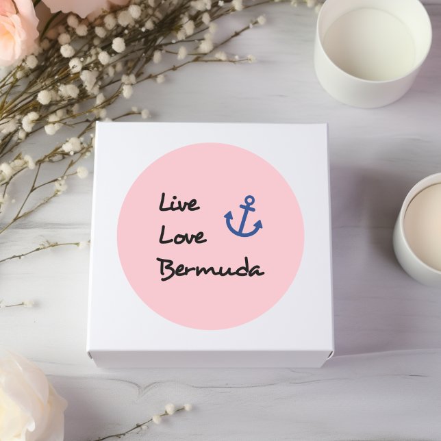 Pegatina Redonda Live Love Bermuda Script Text with Anchor (Subido por el creador)