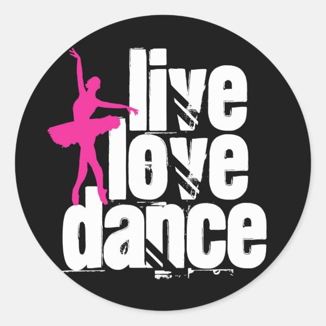 Pegatina Redonda Live, Love, Dance Ballerina (Anverso)