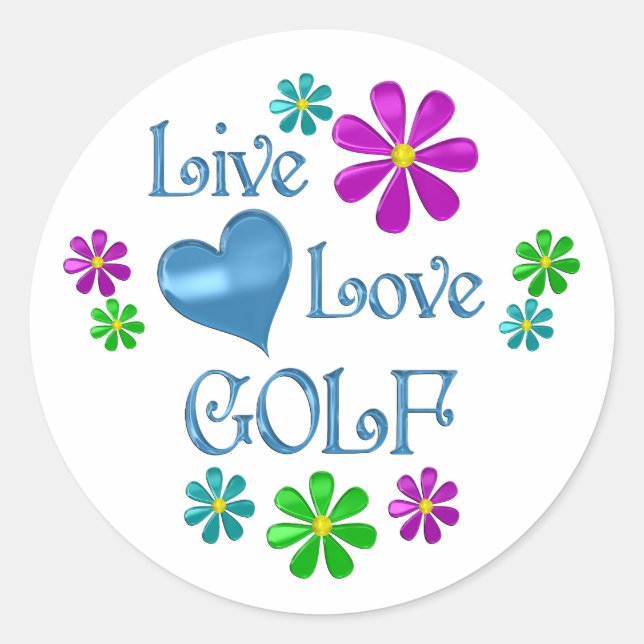 Pegatina Redonda Live Love Golf (Anverso)