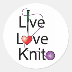 Pegatina Redonda Live Love Knit
