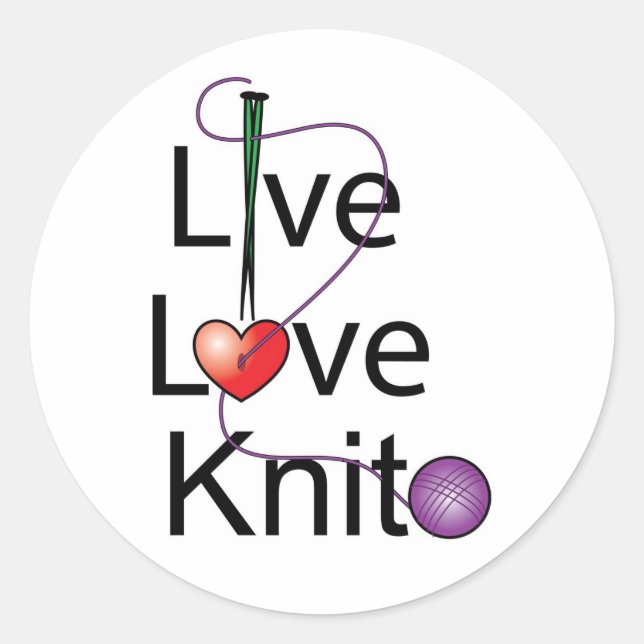 Pegatina Redonda Live Love Knit (Anverso)