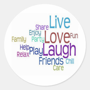 Pegatina Redonda Live Love Laugh