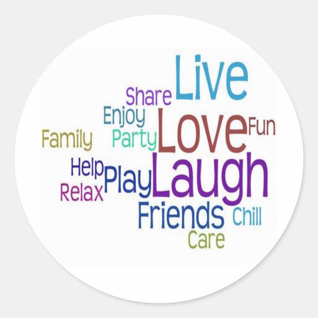 Pegatina Redonda Live Love Laugh (Anverso)