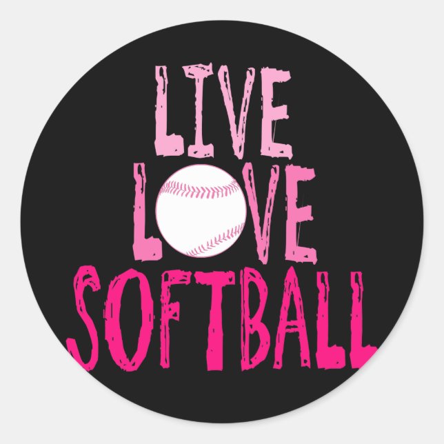 Pegatina Redonda Live, Love, Softball (Anverso)