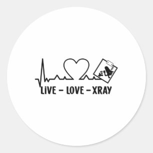 Pegatina Redonda Live Love Xray Radiology Tech Nurse Technologist