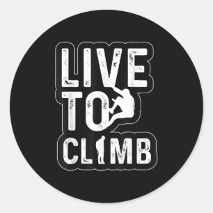 Pegatina Redonda Live To Climb Senking Adventure Retro Sunse