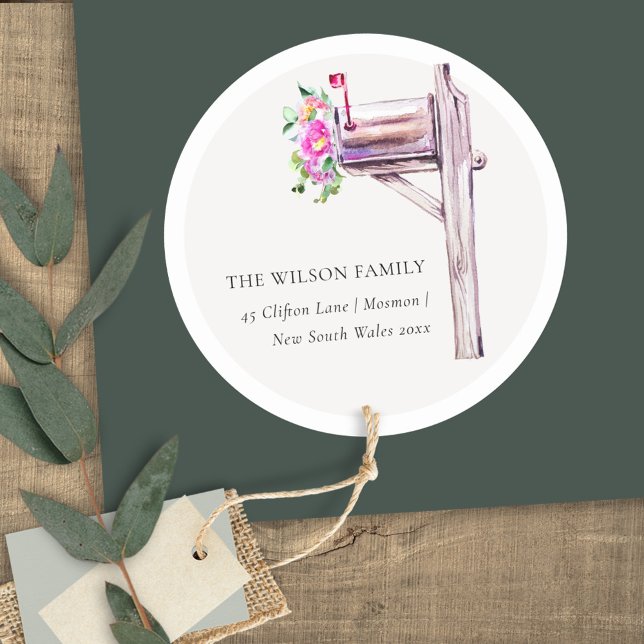 Pegatina Redonda Lively Pink Floral Buzón de correo electrónico que (Subido por el creador)