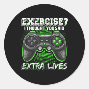 Pegatina Redonda Lives Funny Video Game Controller Retro Gamer Boys