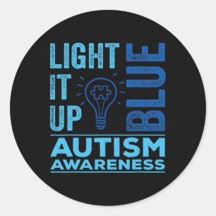 Pegatina Redonda Liviarlo hacia arriba Autismo azul Conciencia S
