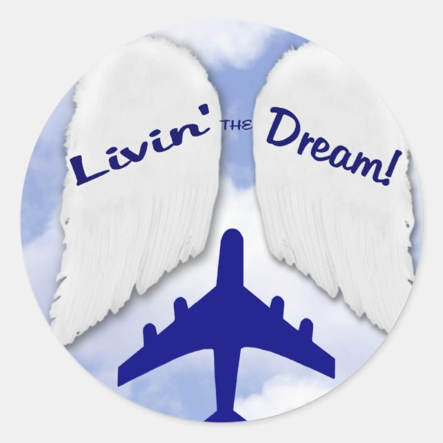 Pegatina Redonda Livin' Feathers (Anverso)