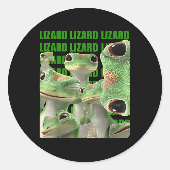 Pegatina Redonda Lizard Lizard Lizard Meme gracioso (2 caras) _1 (Anverso)