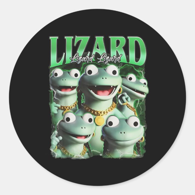 Pegatina Redonda Lizard Lizard Lizard Meme gracioso Lizard Bootleg  (Anverso)