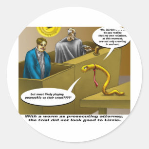 Pegatina Redonda Lizzie Borden Trial Funny Personalizados Gifts
