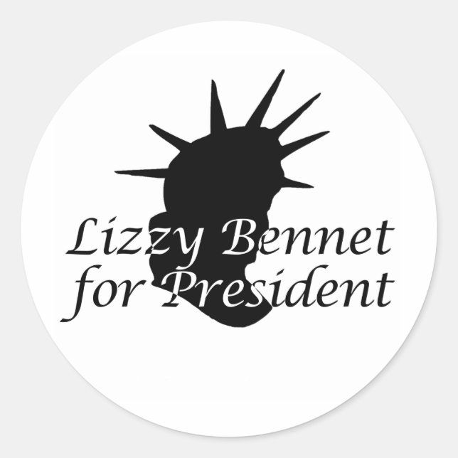 Pegatina Redonda Lizzy Bennet para Presidente (Anverso)