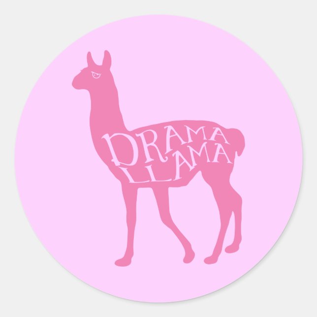 Pegatina Redonda Llama a drama rosa (Anverso)