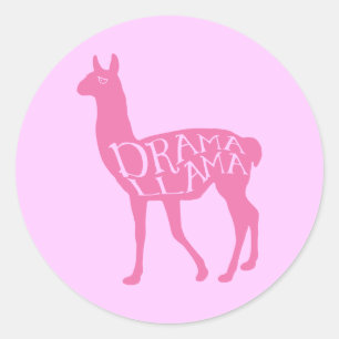 Pegatina Redonda Llama a drama rosa