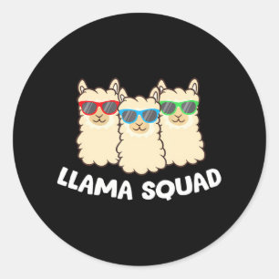 Pegatina Redonda Llama a equipo de escuadrón de Llama a juego gafas