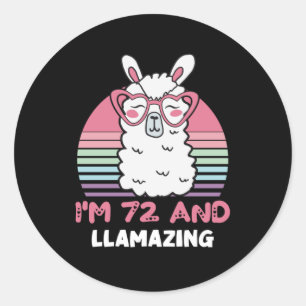 Pegatina Redonda Llama a llama de 72 años, cumpleaños 72
