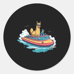 Pegatina Redonda Llama Alpaca En Bote De Diseño