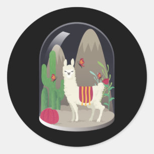Pegatina Redonda Llama Alpaca Llamas Alpacas Sweet Design